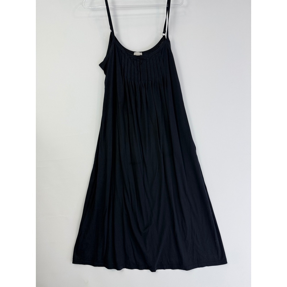 Hanro Juliet Chemise Nightgown Womens L Black Pleated Mercerized Cotton 7748